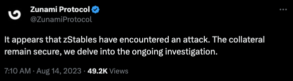 Curve收益协议Zunami遭黑客攻击!代币UZD、zETH均已崩溃