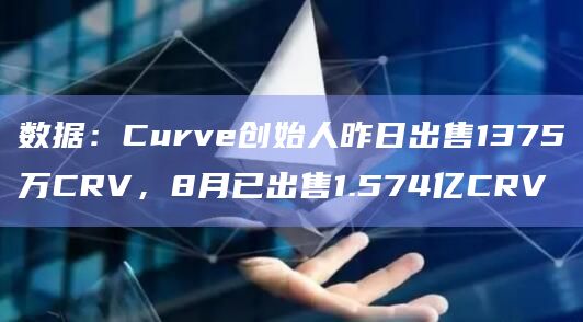 数据：Curve创始人昨日出售1375万CRV，8月已出售1.574亿CRV