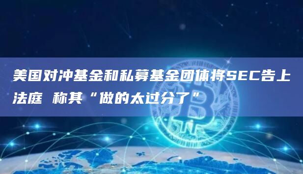 美国对冲基金和私募基金团体将SEC告上法庭 称其“做的太过分了”