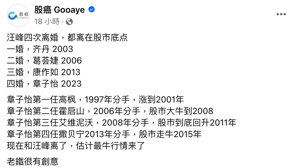 比特币玄学:汪峰离婚牛市论!章子怡倒过来就是“一直涨”