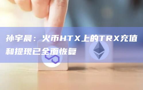 孙宇晨：火币HTX上的TRX充值和提现已全面恢复