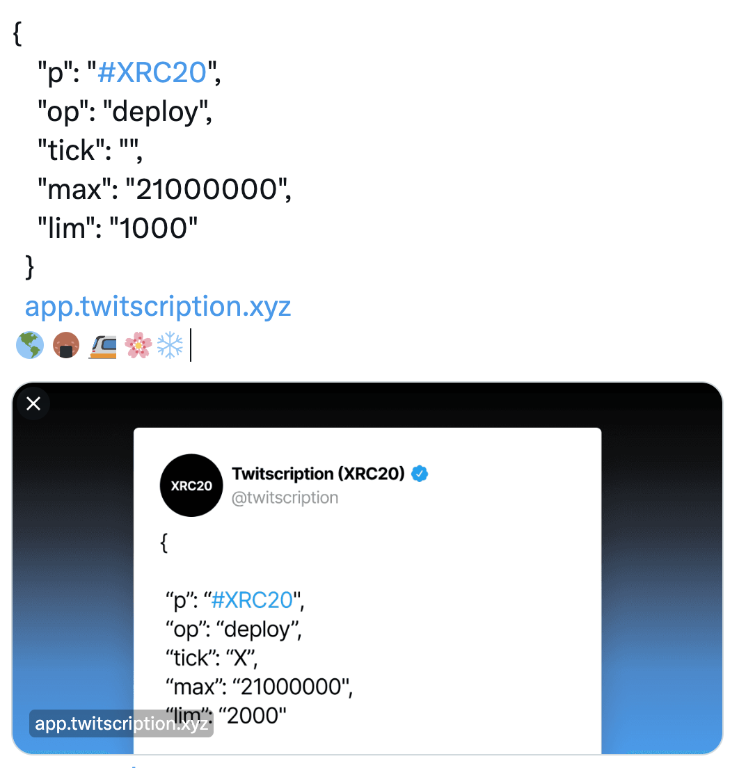 发帖部署 Token，社交铭文 TwitScription 怎么玩