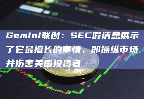Gemini联创：SEC假消息展示了它最擅长的事情，即操纵市场并伤害美国投资者