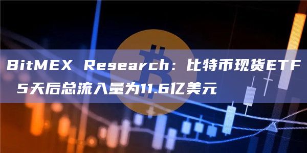 BitMEX Research：比特币现货ETF 5天后总流入量为11.6亿美元