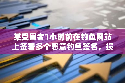 某受害者1小时前在钓鱼网站上签署多个恶意钓鱼签名，损失了价值265,869美元的代币