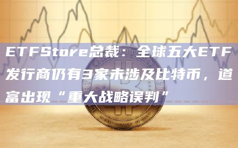 ETFStore总裁：全球五大ETF发行商仍有3家未涉及比特币，道富出现“重大战略误判”