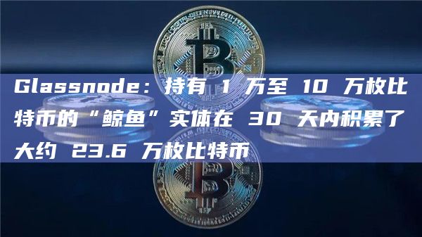 Glassnode：持有 1 万至 10 万枚比特币的“鲸鱼”实体在 30 天内积累了大约 23.6 万枚比特币