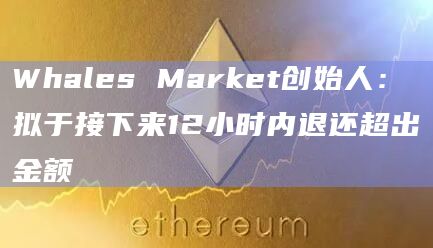 Whales Market创始人：拟于接下来12小时内退还超出金额
