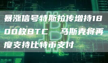 马斯克将再度支持比特币支付