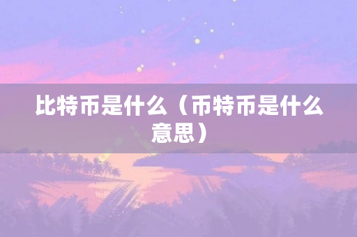 比特币是个什么东西?