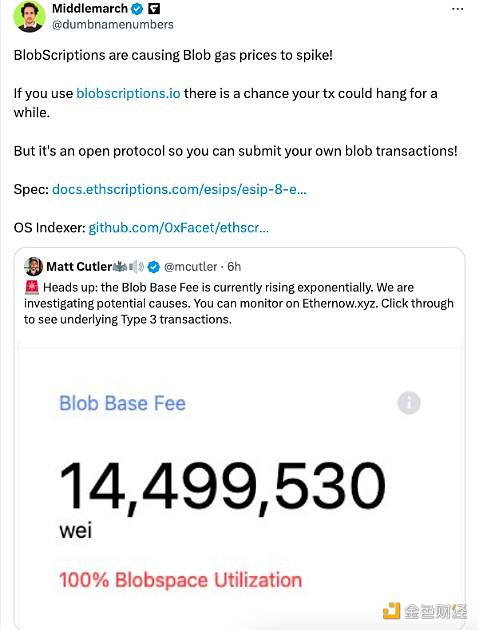 以太坊“BlobScriptions”致Gas费暴增至18美元