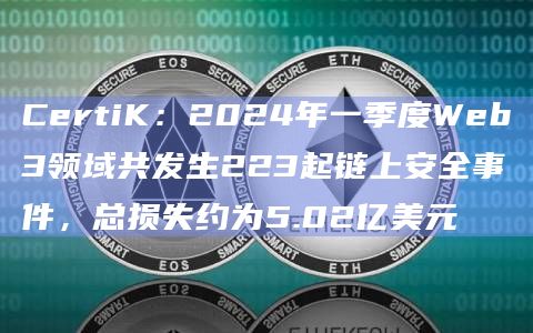 CertiK：2024年一季度Web3领域共发生223起链上安全事件，总损失约为5.02亿美元