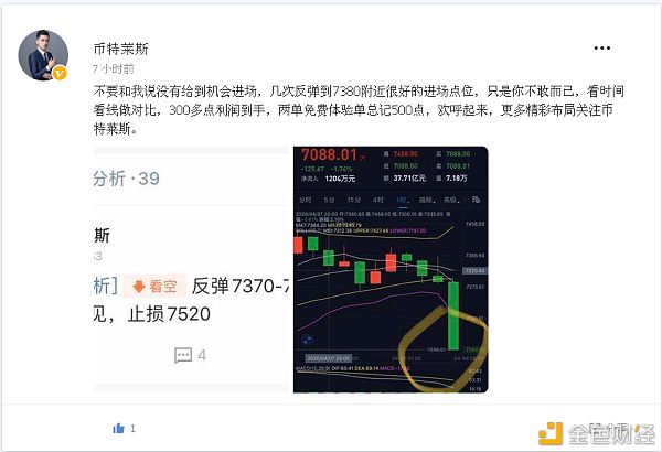 币特莱斯：凌晨空单暴力收割300点利润1