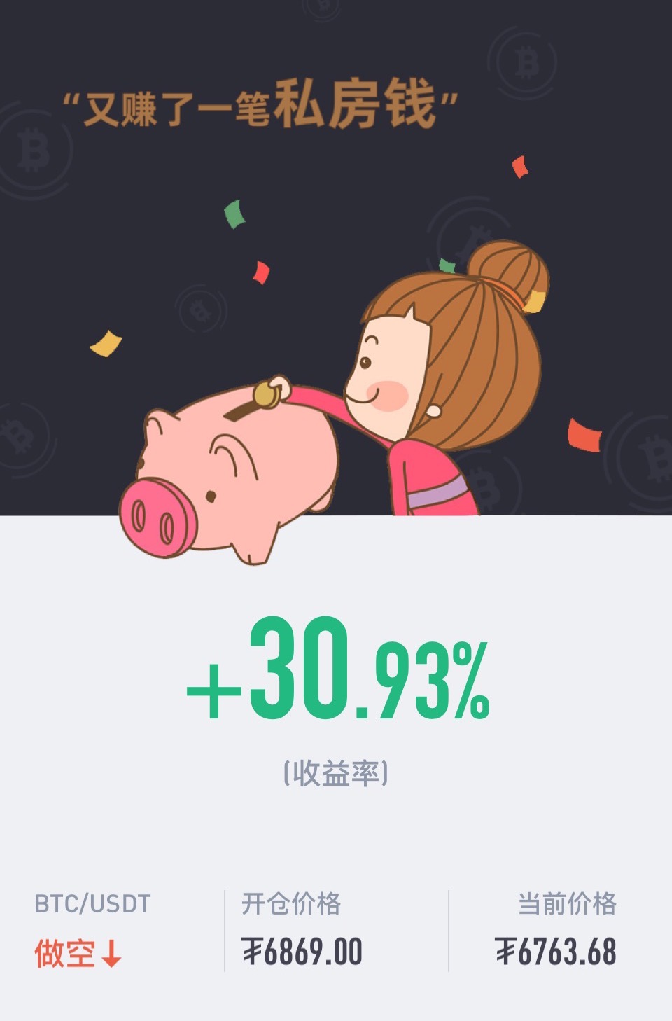 星悦论币：4.15BTC实盘6860短空再拿100+利润