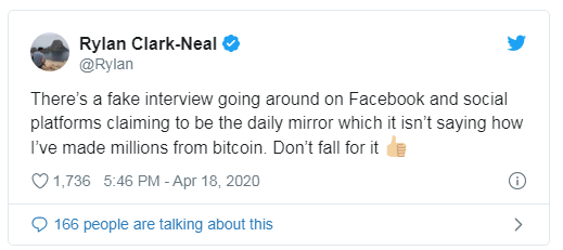 英国电视明星Rylan Clark-Neal提醒粉丝警惕利用其身份的加密骗局 英国电视明星Rylan Clark-Neal提醒粉丝警惕利用其身份的加密骗局