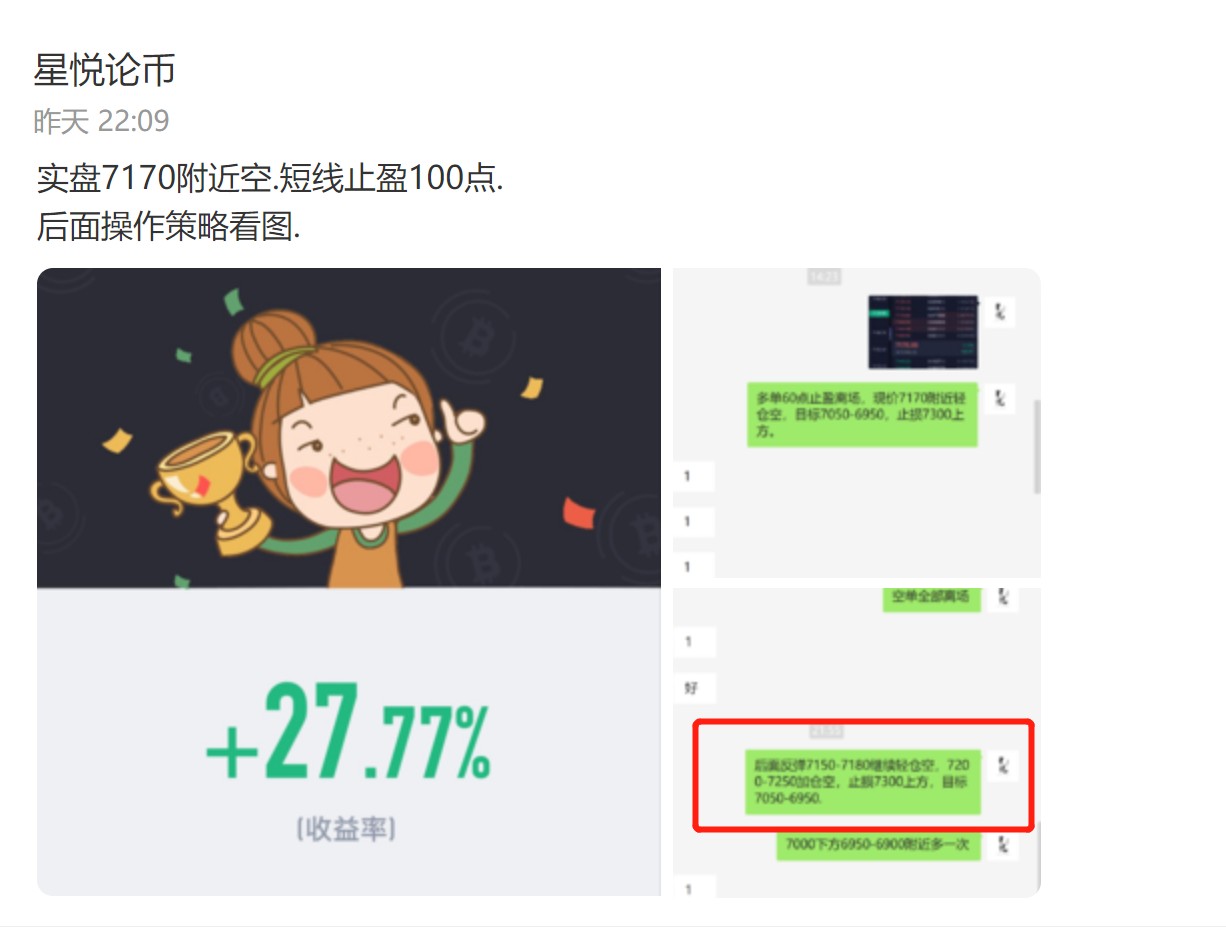 星悦论币：4.20BTC7180空早间再收割100点利润——日内分析