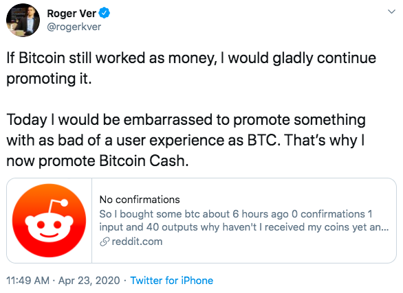Roger Ver:BTC用户体验糟糕,所以转而推广BCH Roger Ver:BTC用户体验糟糕,所以转而推广BCH
