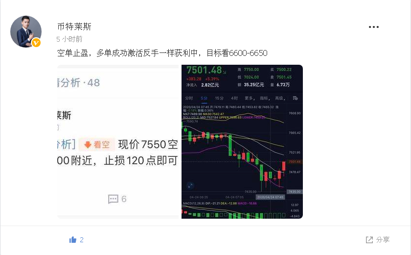 币特莱斯：凌晨福利多空利润全部止盈2
