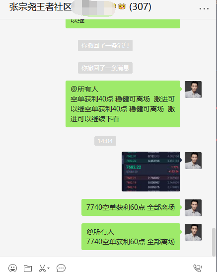 张宗尧：BTC强势冲高受阻于7800附近 做空小幅获利60点离场1