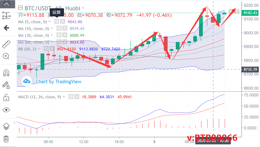 币圈财富师:5.3午间比特币行情分析 多头发力 可以冲高多少