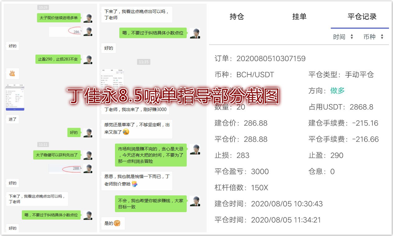 丁家勇：8.5比特币以太继续拉回，做多一直持续到午夜3
