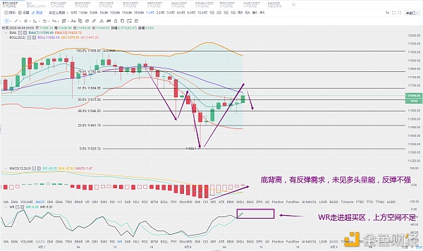 白晓生观察注：8.9比特币市场分析没有底部结构将无法冲高