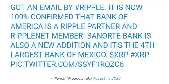 在线电子邮件可能证实了ripple和美国银行之间确实存在合作关系1