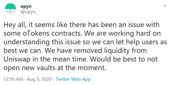 上链期权协议opyn合同漏洞损失37万美元,官方恢复攻击过程及影响1 上链期权协议opyn合同漏洞损失37万美元,官方恢复攻击过程及影响1