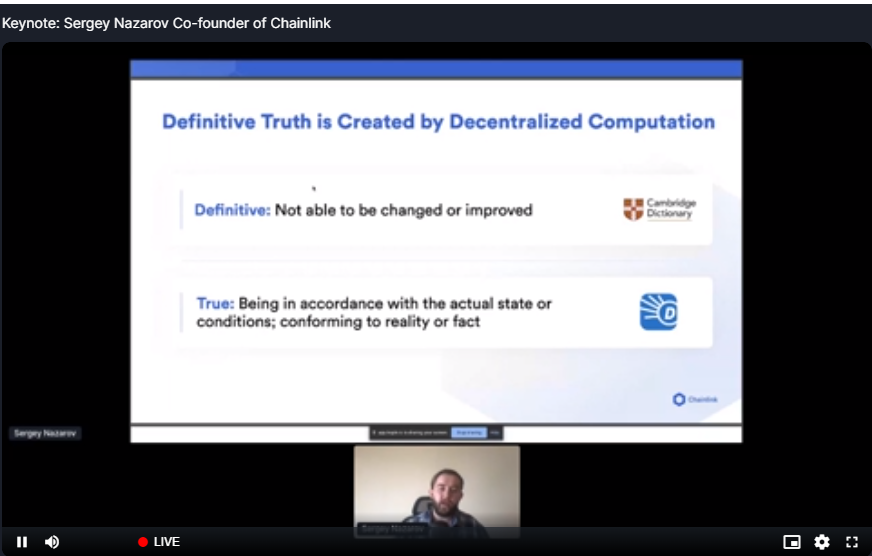 chainlink创始人谢尔盖·纳扎罗夫（Sergey Nazarov）：DFI只占数字加密货币市场总价值的2.5%，剩下的智能合约市场规模达万亿美元。