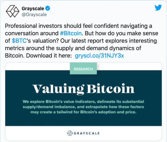 灰阶报告：比特币市值被严重低估