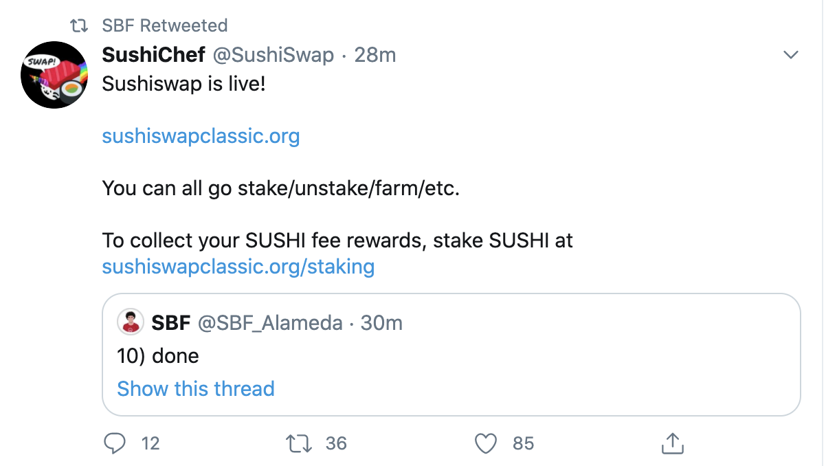 第一批寿司成功迁移，捕获9亿美元，滑动点低于uniswap