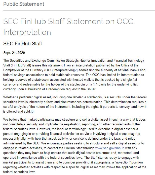 货币监理署：联邦特许银行和储蓄机构可以为稳定的货币发行者持有储备3