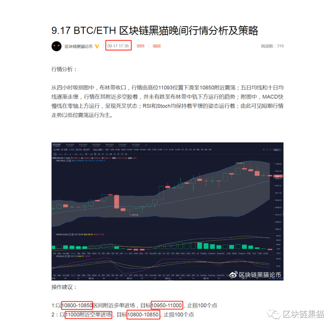 9.18  BTC/ETH 区块链黑猫晚间行情分析及策略