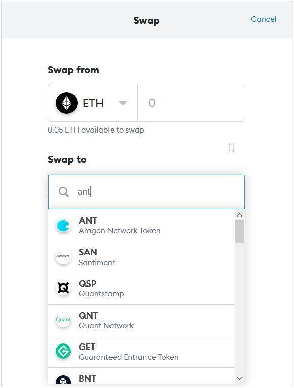 如何使用metamask的新“exchange”函数2