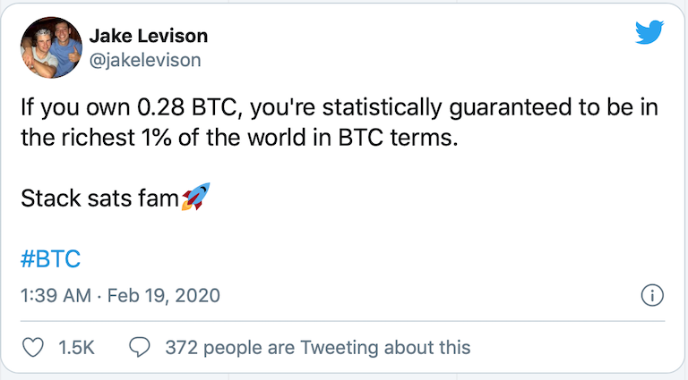 你需要持有多少比特币才能挤进最富有的1%1 你需要持有多少比特币才能挤进最富有的1%1