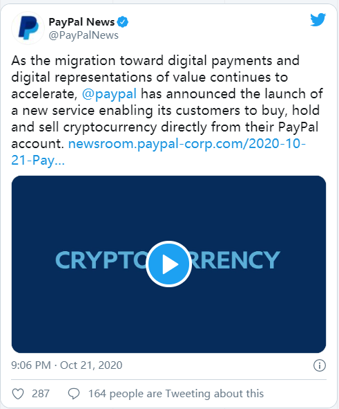 经过7年的运行，贝宝终于接受了比特币1