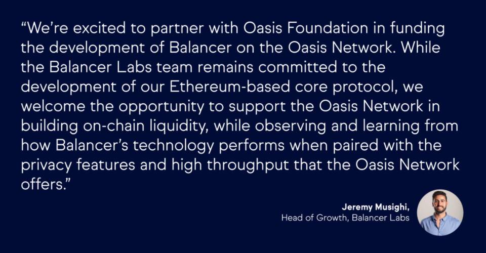 Oasis网络与均衡器合作,以隐私计算和可扩展性推动defi的应用2 Oasis网络与均衡器合作,以隐私计算和可扩展性推动defi的应用2