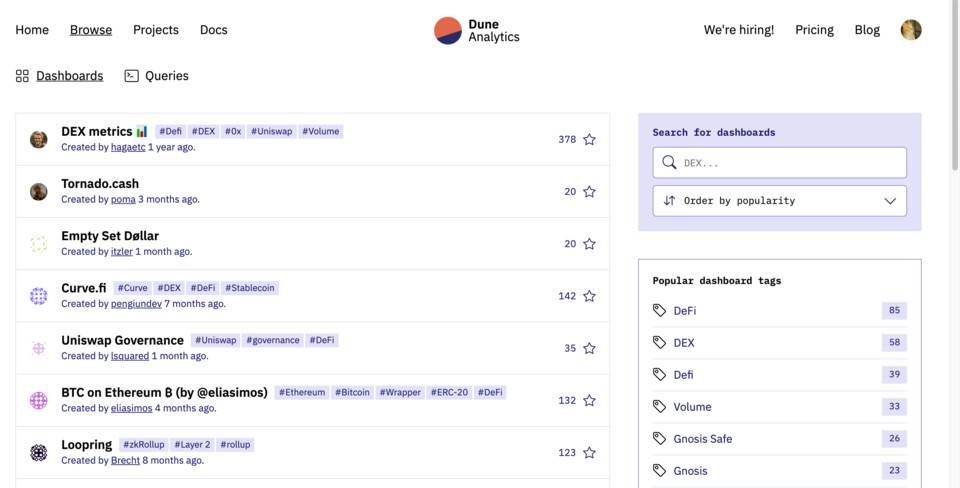 员工的自我培养：学习使用dune analytics分析以太坊数据1