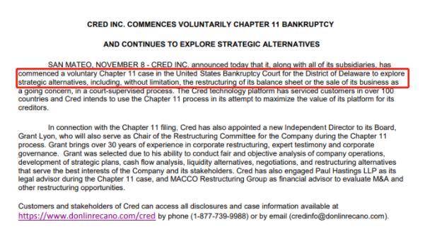 cred主动申请破产保护时怎么了？