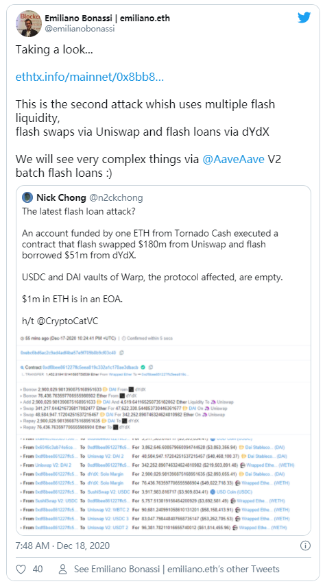 就在推出一周后，贷款平台warp finance损失了800万美元1