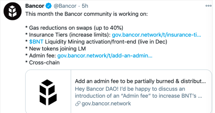 Bancor在分散交易协议中突破1亿美元，并宣布了优化和更新计划1