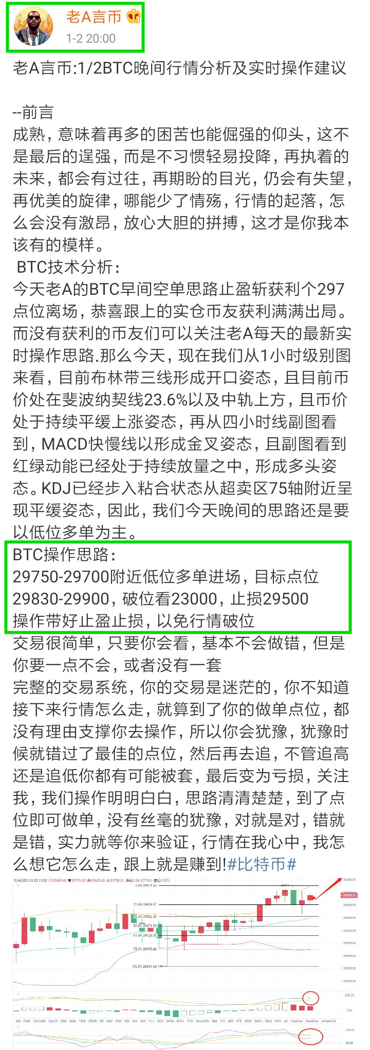 老a币：1/2btc夜间停盈通知恭喜实仓操作快速获利260点离场
