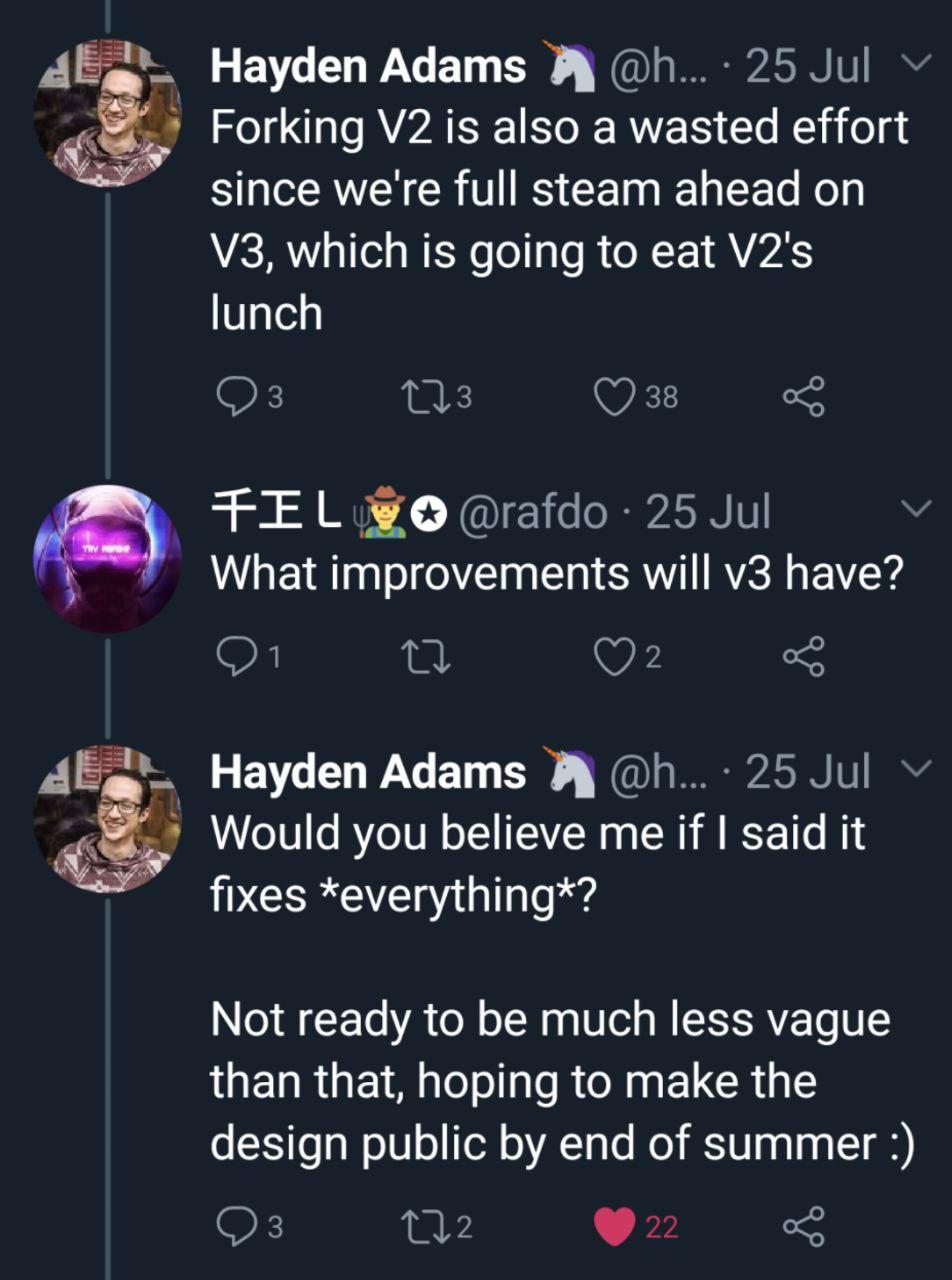 以太坊上的主要去中心化交换平台uniswap最近几个月