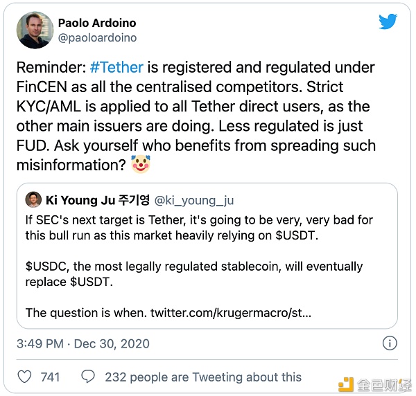 当Tether说它“受监管”时 它说的究竟是什么?1