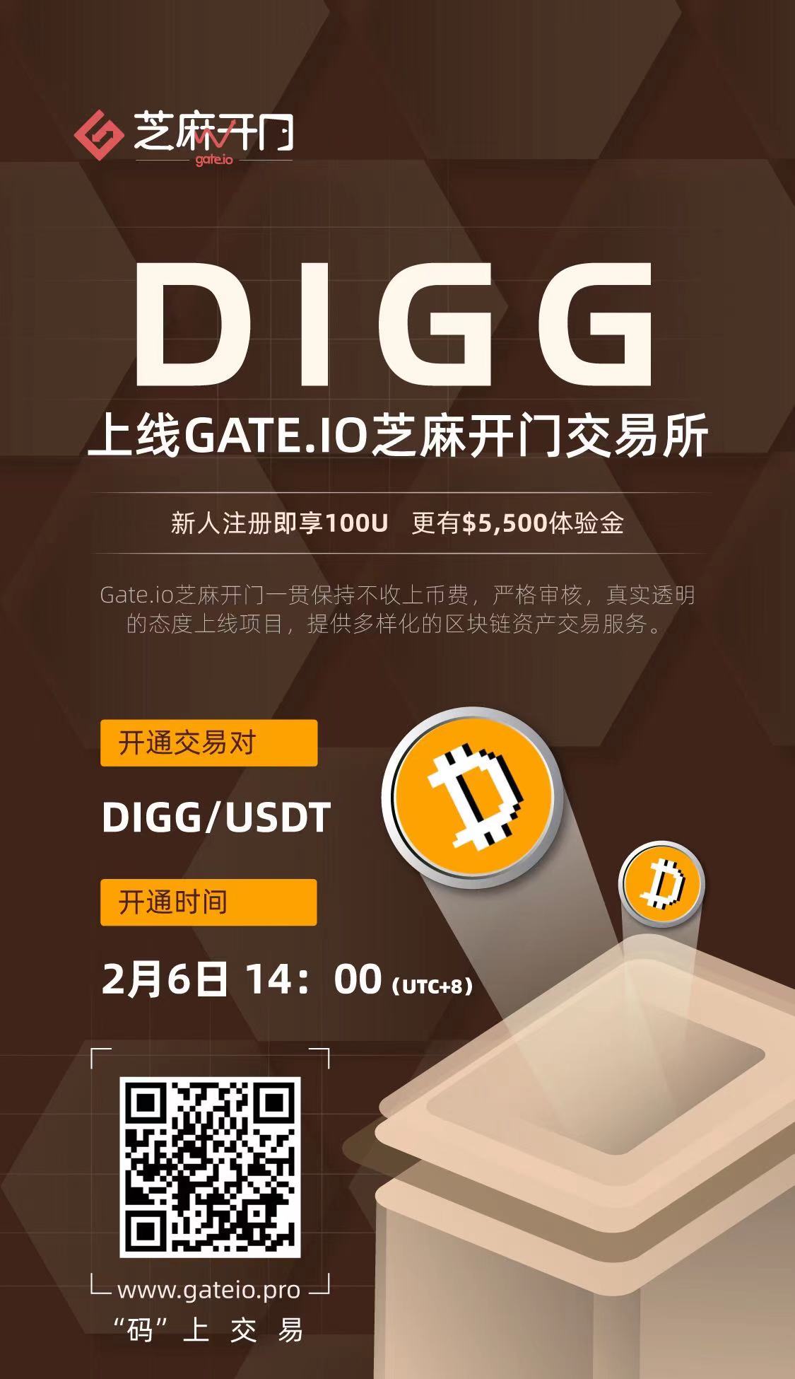 Gate.io芝麻开门将上线 DIGG (DIGG) 交易的公告