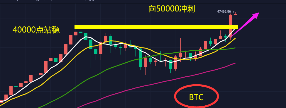 BTC冲刺5万，疯狂发力，反转行情成立