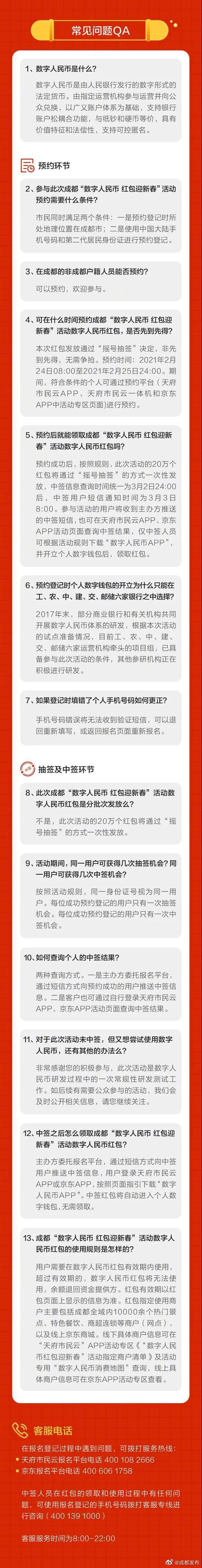 即日起，成都将发放总额4000万元的数字人民币消费红利1