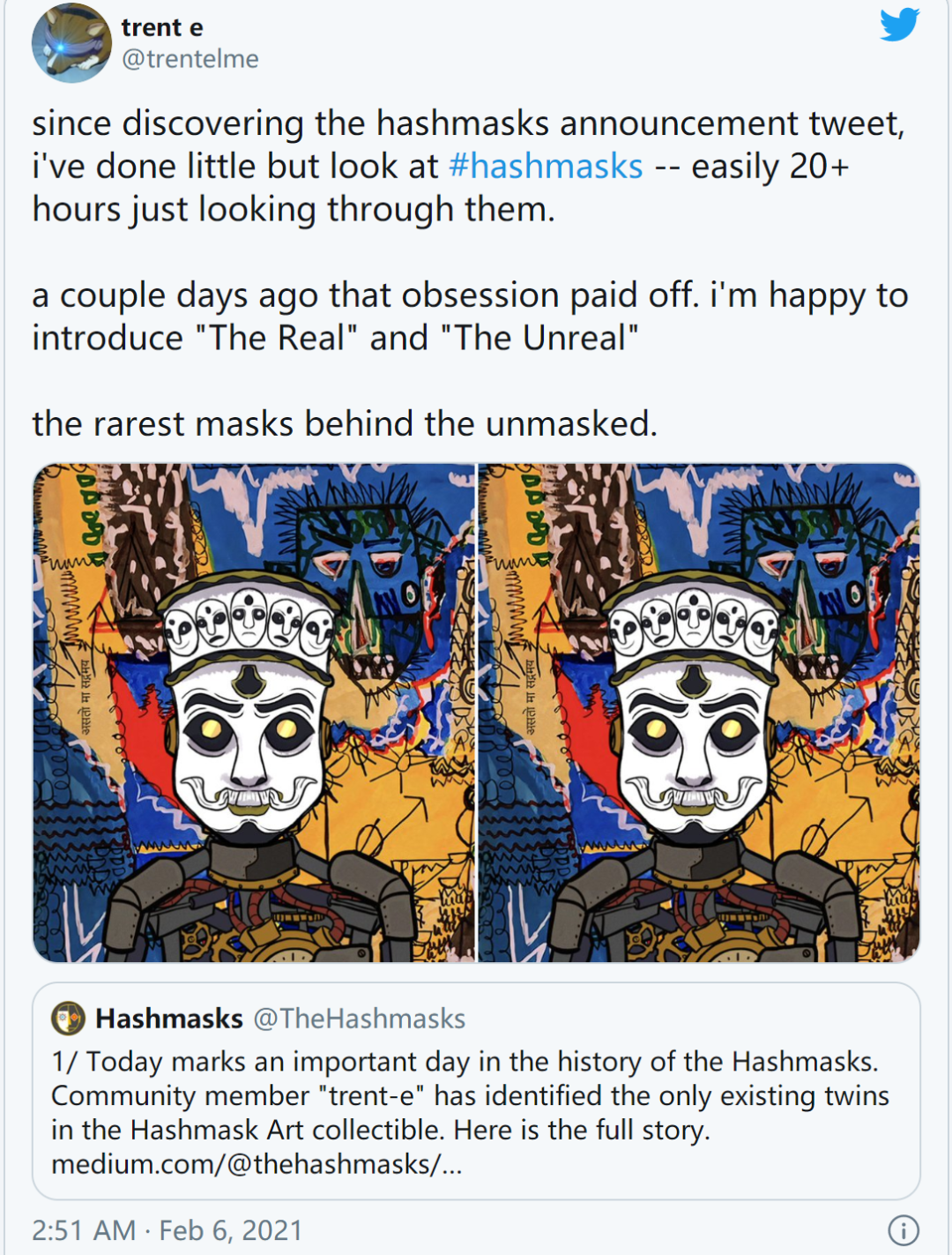 第一个NFT项目hashmask：以太坊最成功的加密艺术品销售案例之一9