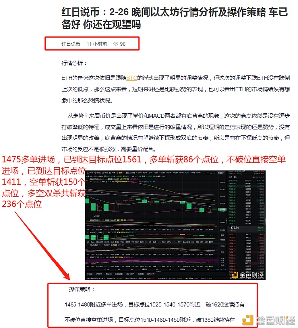 红日币：2-27以太坊多空获利236点，没有华丽的语言，只有真实的交易