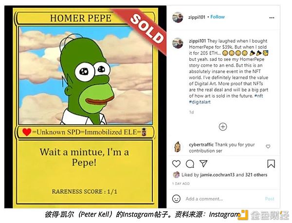 “艺术史上最重要的NFT” 最稀有佩佩售价达205个ETH